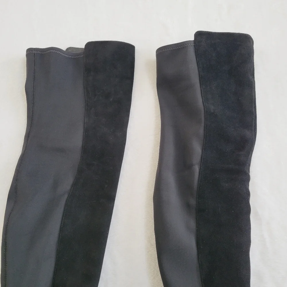 Tory Burch Caitlin Over the Knee Boots Black Suede Stretch Tall OTK Boots Size 5